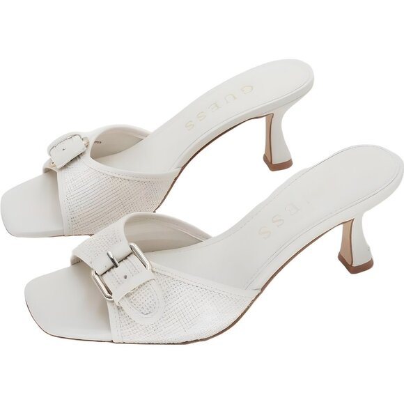 GUESS Dista Ivory Woven Raffia Slip-On Heeled Mules Women's US 9M - Picture 2 of 6